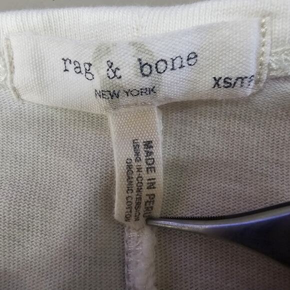 Rag & Bone Mixed Media Muscle Tee Women Top Sz XS White Organic Cotton Boxy Fit - Picture 4 of 8